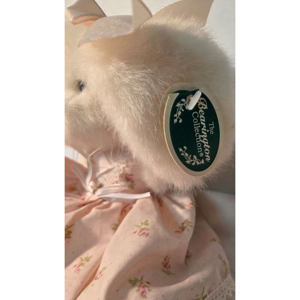 The Bearington Collection White Bunny Rabbit Plush Pink Floral Dress w/ Tag
